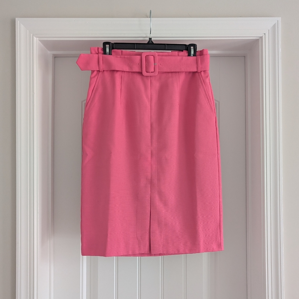 Ann Taylor | Vibrant Pink Pencil Skirt with Belt